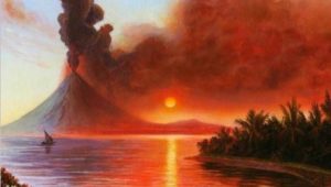 Tambora eruption painting